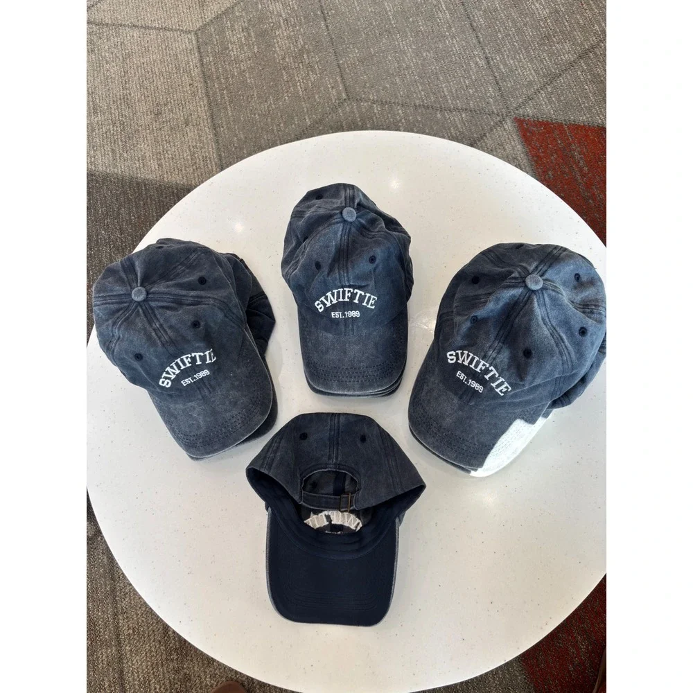 Lot of 16 Swiftie Taylor Swift Cap Washed Navy Blue Cotton Embroidered Hat Fan